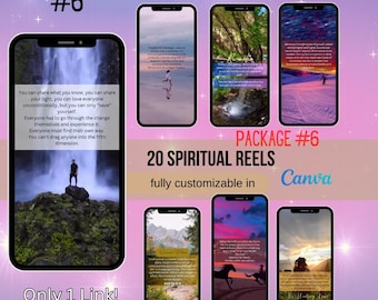 6° pacchetto 20 modelli spirituali per Instagram, Instagram Reels, affermazioni di guarigione, modelli per salute e benessere, coach spirituale
