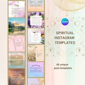 45 Square Spiritual Instagram posts Template | Canva Instagram Template | Spiritual Social Media | Spiritual Coach