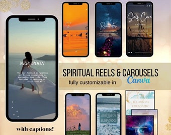 2nd package of 20 Spiritual Instagram Reels WITH  CAPTIONS, Holistic Practitioner Template, Reels Posts, Carousel ,Spiritual Coach, Healing