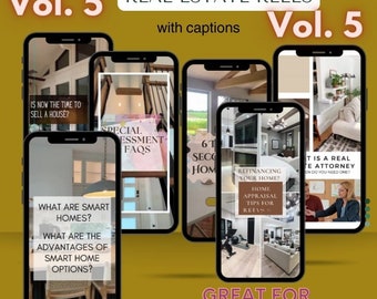 Volume 5 20 Real Estate Reels WITH CAPTIONS, Realtor Social Media, Realtor TikTok, Real Estate Video templates