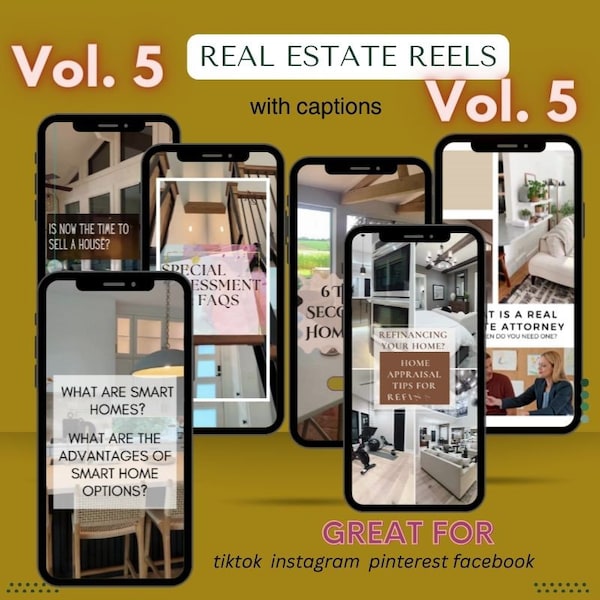 Real Estate Reels Videos, Realtor Social Media, Realtor TikTok Posts, Real Estate Video templates, Real Estate Story, Realtor Volume 5