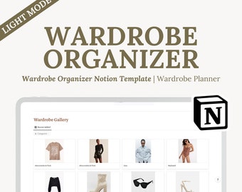 Wardrobe Organizer Notion Template, Accessories & Shoes, Wardrobe Management, Closet Outfit Planner, Organize Clothes, Light Mode Design