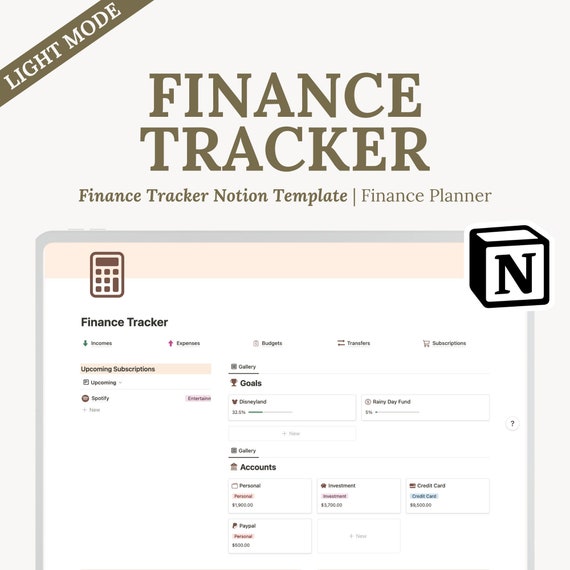 Notion Finance Tracker Template, Budget Tracker, Financial Planner, Income and Expense Tracker, Paycheck Budget and Money Management Tool