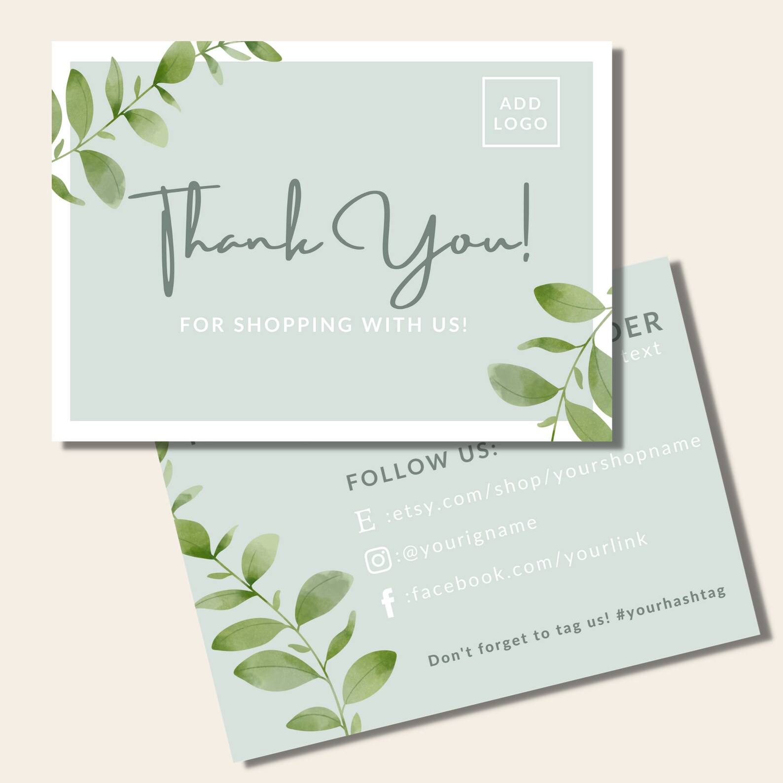 Etsy Thank You Cards, Etsy Thank You Note Template, Business Thank You