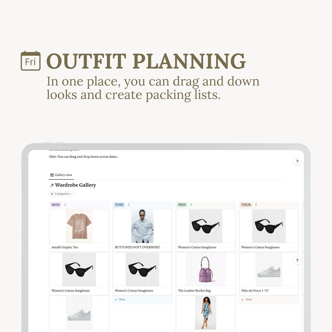 Outfit Planner Notion Template, Notion Wardrobe Manager, Clothes Outfit Planner Notion Template, Notion Wardrobe Manager, Clothes