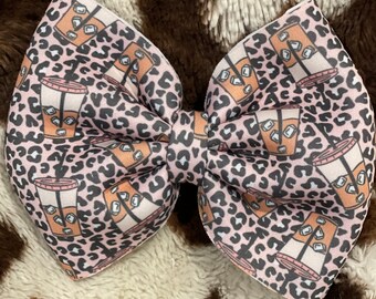 Iced coffee leopard print 5in Hairbow