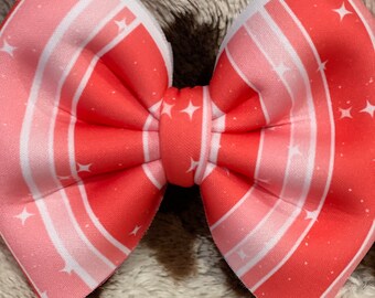 Red, pink and white stripes 5in Hairbow