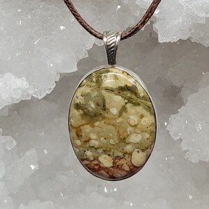 Ocean Jasper Pendant in .999 Sterling Silver, Green and Red Ocean Jasper, Jasper and Silver Pendant