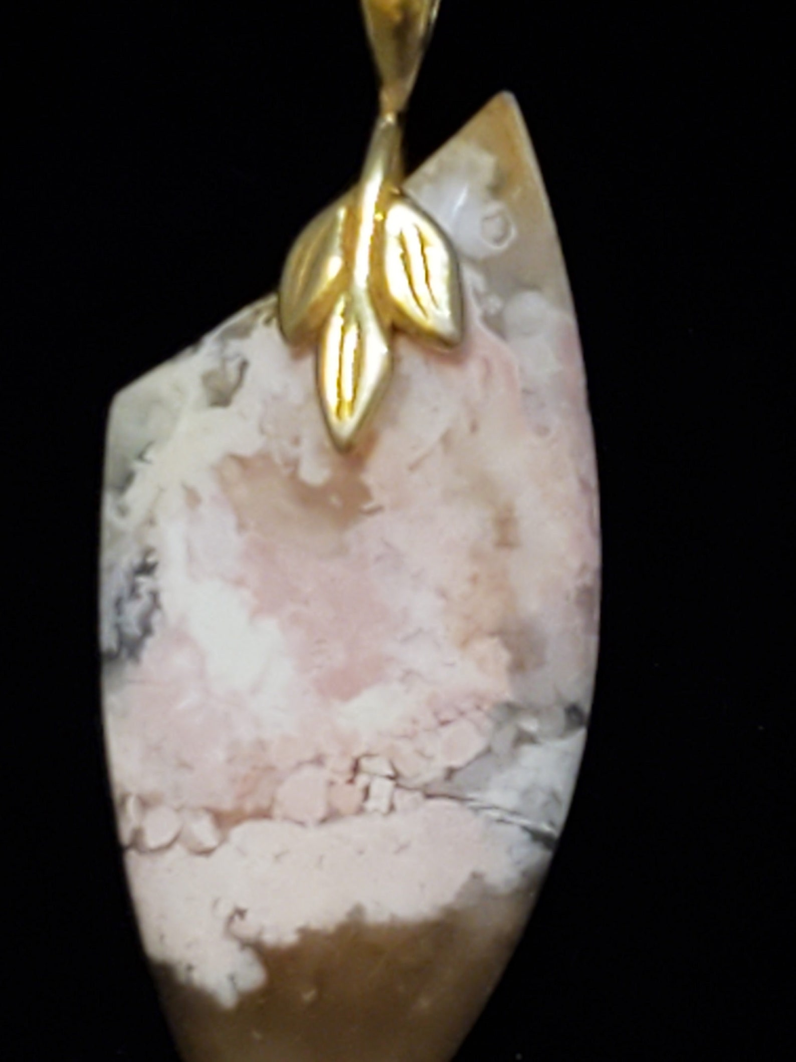 Pink Plume Agate Pendant, Feather Ridge Plume Agate Shield Pendant