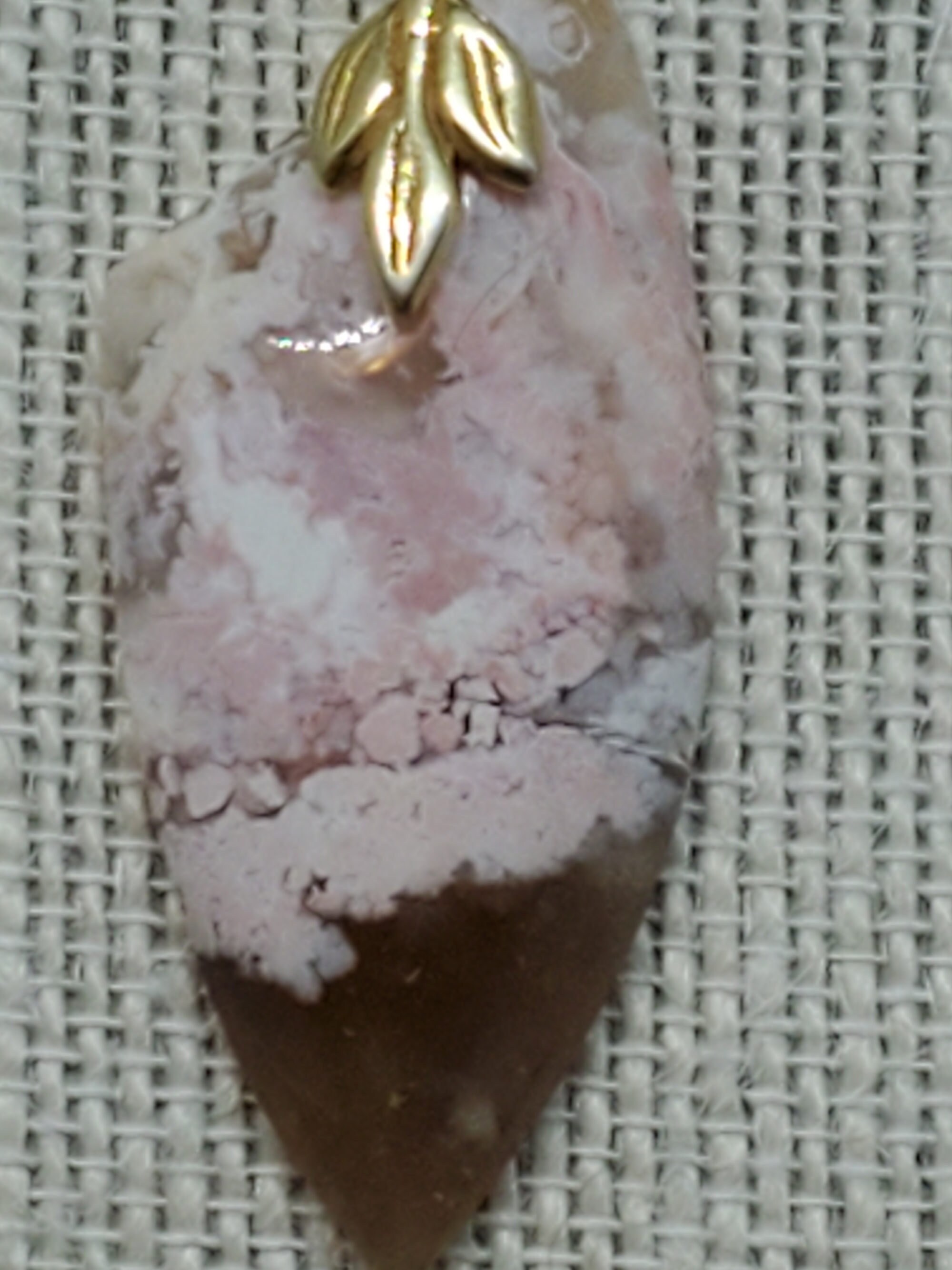 Pink Plume Agate Pendant, Feather Ridge Plume Agate Shield Pendant