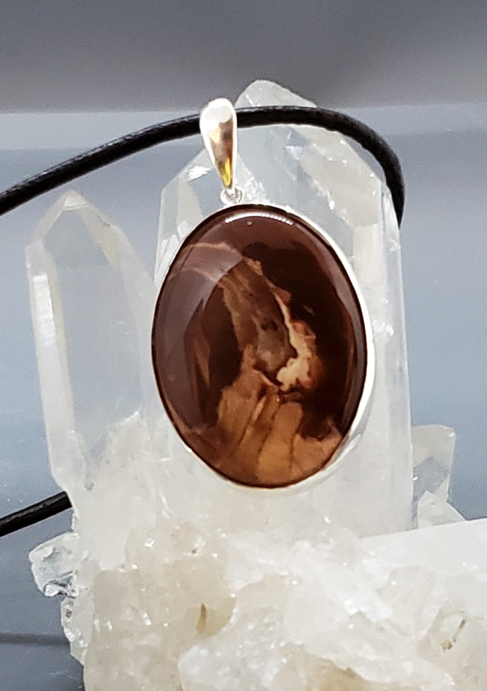 Scenic China Hollow Picture Jasper pendentif marron Etsy France