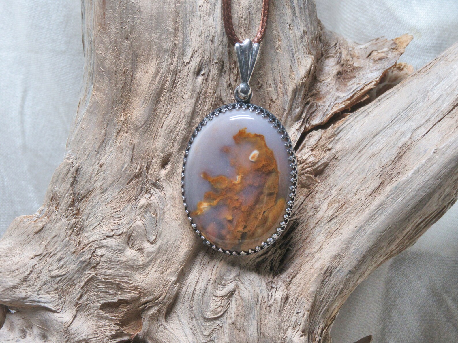 China Hollow Photo Jasper Pendentif brun Biggs JaspAgate Etsy