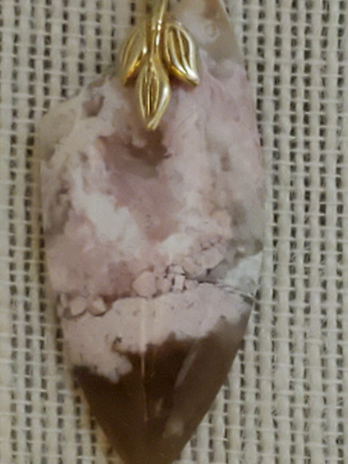 Pink Plume Agate Pendant, Feather Ridge Plume Agate Shield Pendant