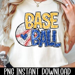 Design de PNG de lantejoulas falsas de beisebol azul-royal e dourado, download digital de sublimação de espírito de equipe PNG, COLOR26