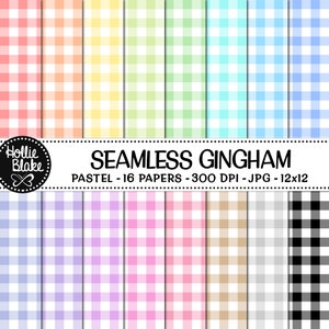 SALE!! 16 Pastel Gingham Seamless Digital Papers • Rainbow Digital Paper • Seamless • Commercial Use • Instant Download • #GINGHAM-101-P