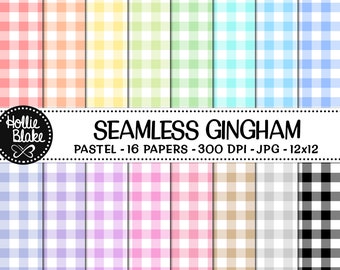 SALE!! 16 Pastel Gingham Seamless Digital Papers • Rainbow Digital Paper • Seamless • Commercial Use • Instant Download • #GINGHAM-101-P