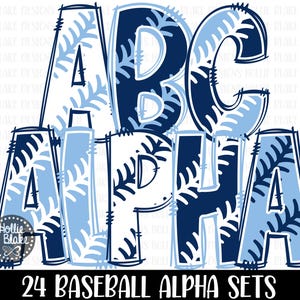 Letras PNG del alfabeto con puntos de béisbol azul marino y azul, letras PNG, paquete de letras azul marino, sublimación, COLOR115