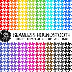 SALE!! 16 Bright Houndstooth Seamless Digital Papers • Rainbow • Seamless • Commercial Use • Instant Download • #HOUNDSTOOTH-101-B