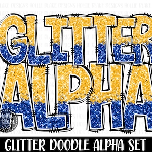 Letras PNG do alfabeto com glitter azul royal e dourado, letras PNG do alfabeto com glitter azul royal, pacote de alfabeto com glitter azul royal e dourado, alfabeto de sublimação, COLOR26