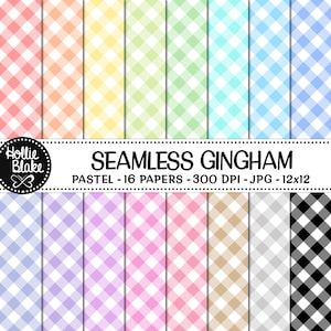 SALE!! 16 Pastel Gingham Seamless Digital Papers • Rainbow Digital Paper • Seamless • Commercial Use • Instant Download • #GINGHAM-102-P