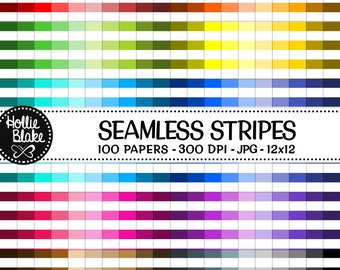SALE!! 100 Stripes Seamless Digital Papers • Rainbow  • Seamless • Commercial Use • Instant Download • #STRIPES-101