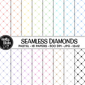 SALE!! 16 Pastel Diamonds Seamless Digital Papers • Rainbow Digital Paper • Seamless • Commercial Use • Instant Download • #DIAMONDS-128-1-P