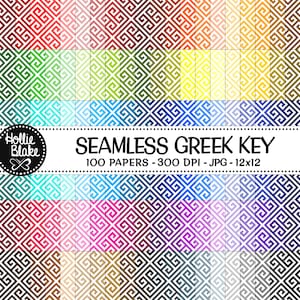 SALE!! 100 Greek Key Seamless Digital Papers • Rainbow  • Seamless • Commercial Use • Instant Download • #GREEK KEY-101