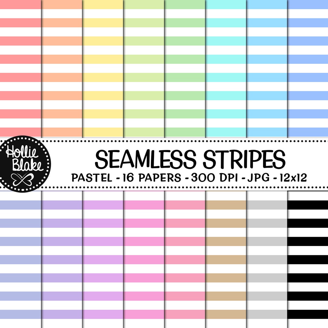 SALE!! 16 Pastel Stripes Seamless Digital Papers • Rainbow Digital ...