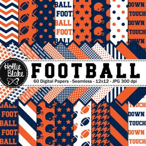 Blue & Orange Football Seamless Digital Papers, Digital Patterns JPG, Blue Orange Printable Football Patterns Download COLOR4