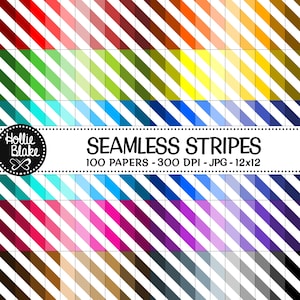 SALE!! 100 Stripes Seamless Digital Papers • Rainbow  • Seamless • Commercial Use • Instant Download • #STRIPES-102