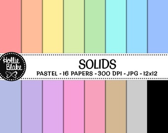 SALE!! 16 Pastel Solids Seamless Digital Papers • Rainbow Digital Paper • Seamless • Commercial Use • Instant Download • #SOLIDS-101-P