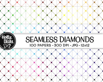 SALE!! 100 Diamonds Seamless Digital Papers • Rainbow  • Seamless • Commercial Use • Instant Download • #DIAMONDS-128-1