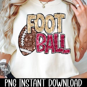 Design PNG de lantejoulas falsas de futebol vermelho e dourado marrom, download digital de sublimação de espírito de equipe PNG, COLOR16