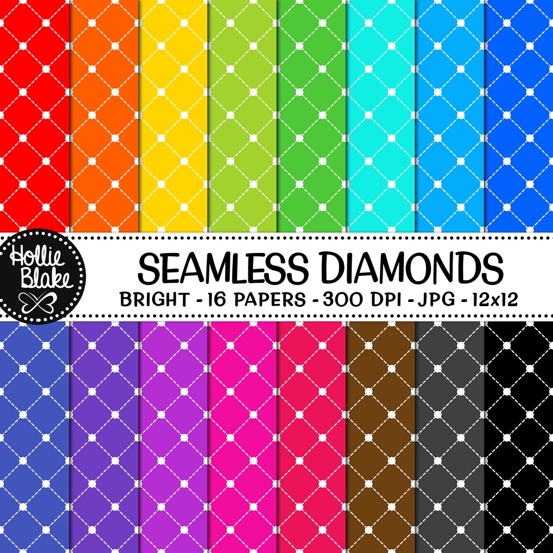 SALE!! 16 Bright Diamonds Seamless Digital Papers • Rainbow • Seamless ...