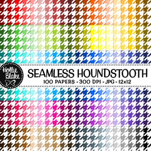 SALE!! 100 Houndstooth Seamless Digital Papers • Rainbow  • Seamless • Commercial Use • Instant Download • #HOUNDSTOOTH-101