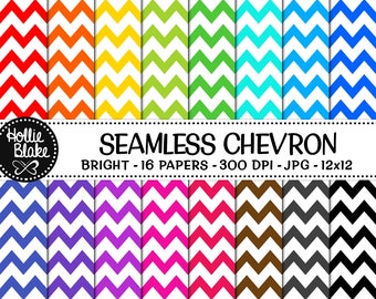 SALE!! 16 Bright Chevron Seamless Digital Papers • Rainbow • Seamless • Commercial Use • Instant Download • #CHEVRON-107-B