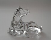Baccarat France Crystal Reclining Pony Horse - 4.25 quot x 2.5 quot x 3.5 quot - Perfect Condition