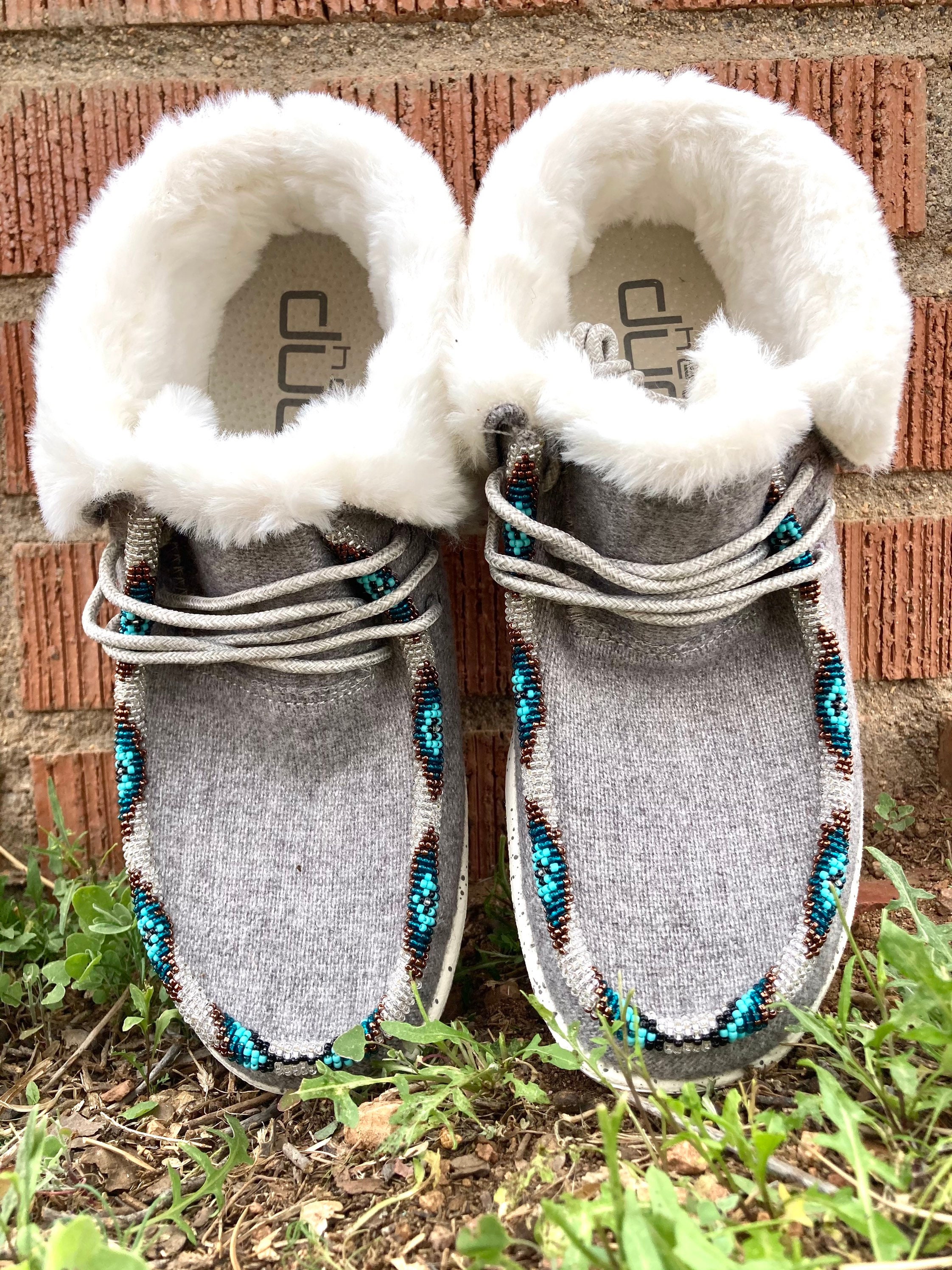 Hey Dude Beaded Shoes Aztec Design Moccasin Prairie Etsy