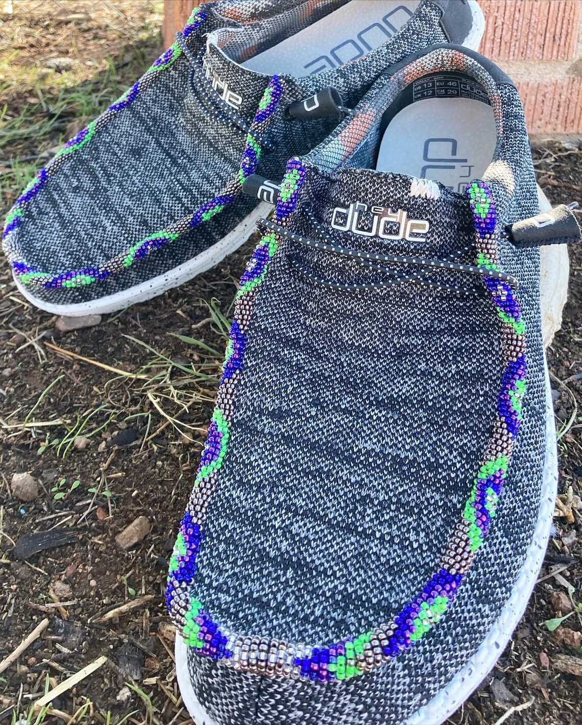 Hey Dude Beaded Shoes MENS Aztec Design Prairie Faith Etsy