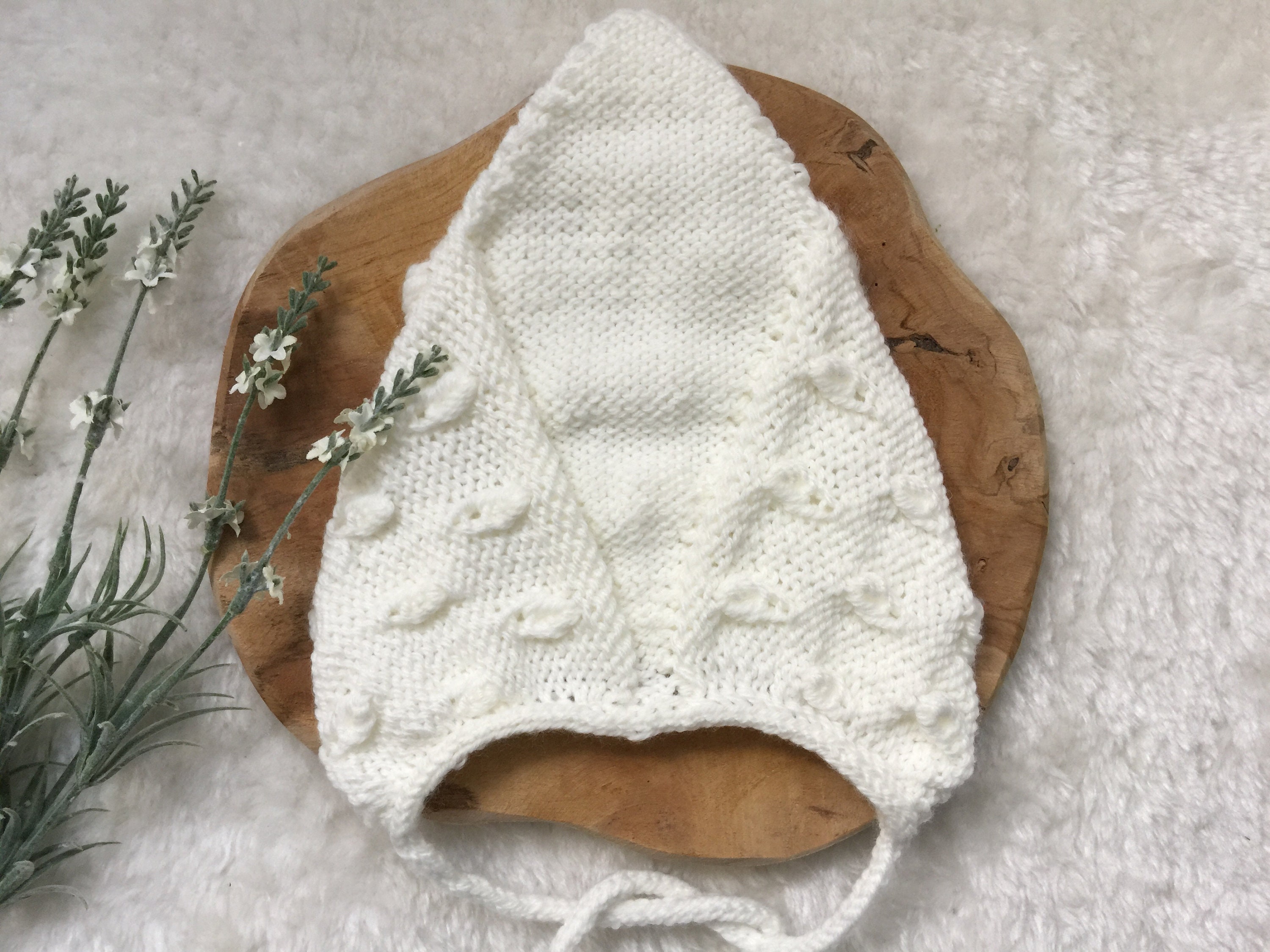Hand knitted dwarf hat with pattern babybonnet size 3-6 | Etsy