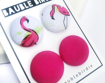 Pink Flamingo Statement Earrings / Pink Statement Stud Earrings / Hypoallergenic Flamingo Stud Earrings / Retro Vibe Statement Studs
