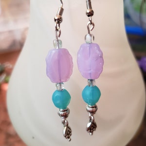 Purple and Blue Glass Earrings