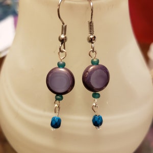 Blue and Purple Glass Earrings