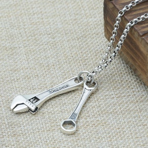 Sterling Silver Wrench Charm Pendant, Tools Jewelry, Wrench Necklace, Tools Jewelry, Wrench, Wrench Jewelry, Tool Charm, Man Jewelry image 3