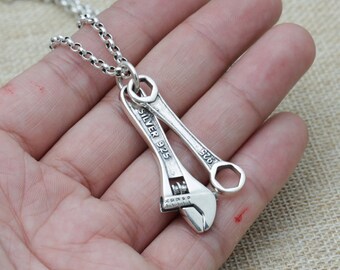 Sterling Silver Wrench Charm Pendant 