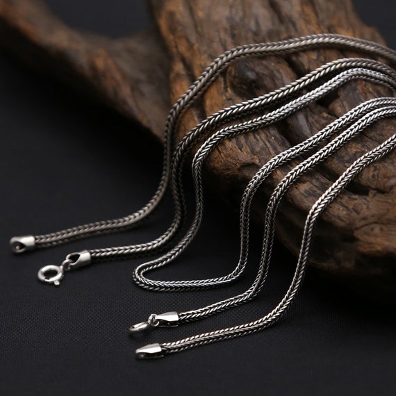 S925 sterling silver foxtail chain jewelry Thai handmade square