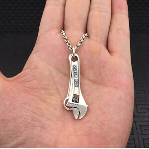 Sterling Silver Wrench Charm Pendant, Tools Jewelry, Wrench Necklace, Tools Jewelry, Wrench, Wrench Jewelry, Tool Charm, Man Jewelry image 8