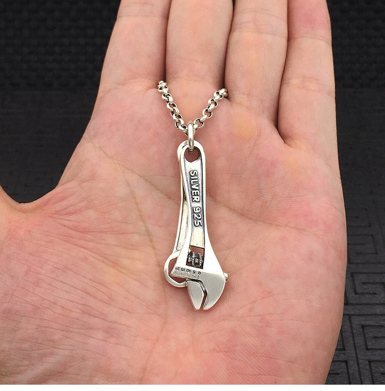 Sterling Silver Wrench Charm Pendant, Tools Jewelry, Wrench Necklace, Tools Jewelry, Wrench, Wrench Jewelry, Tool Charm, Man Jewelry image 8