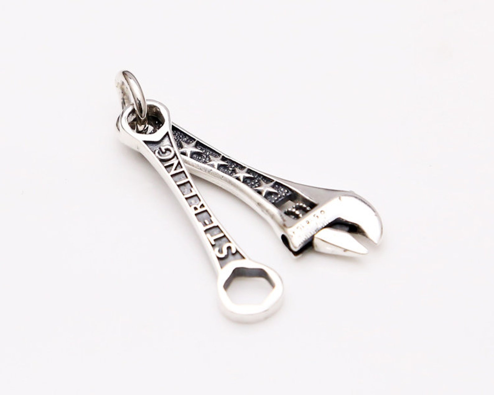 Sterling Silver Wrench Pendant, Wrench Jewelry, Silver Wrench, Punk Pendant, Sterling Pendant