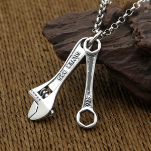 Pendentif clé en argent sterling, clé à bijoux, clé en argent, pendentif punk, pendentif en argent sterling, pendentif industriel, pendentif pour homme, pendentif pour homme